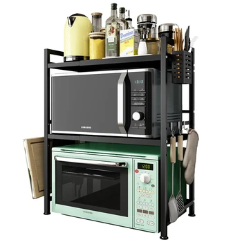 

Scalable Adjustable Microwave Oven Rack Kitchen Shelf Supplies Oven Household Storage Desktop 2 Double Floor Landing