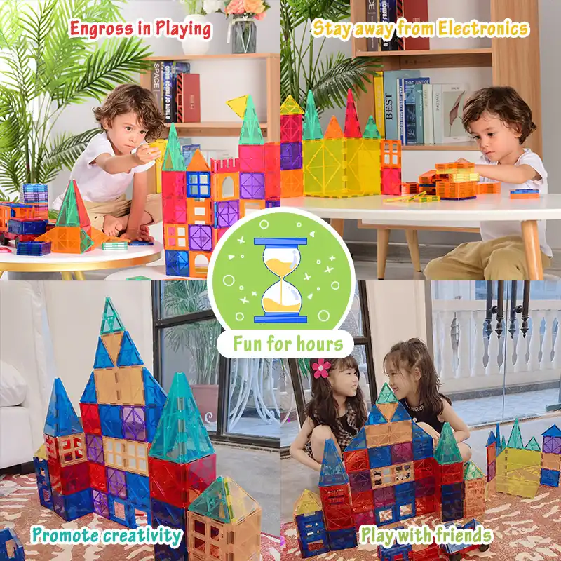 120 piece magnetic tiles magnetic building blocks toys for kids