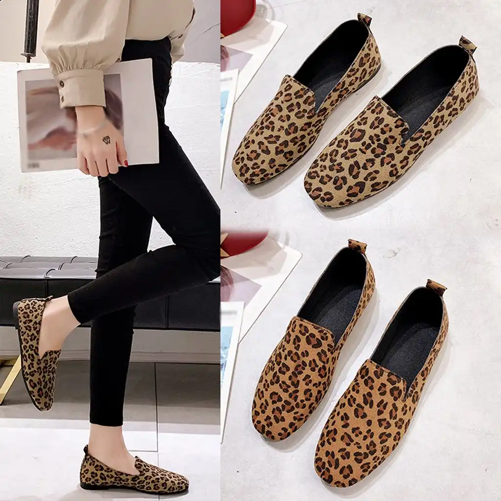 leopard flat loafers