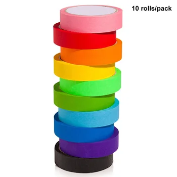 

10 Pcs of 10 Colors 20m Colored Masking Tape Rainbow Color Easy Tear Home Decoration Office Supplies @M23