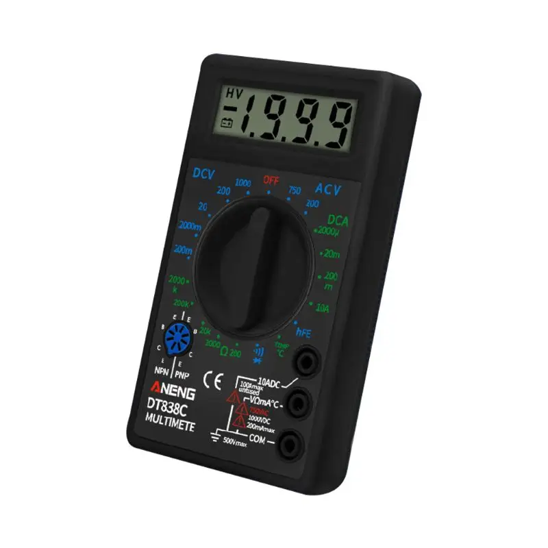 DT838 Цифровой мультиметр тестовый er AC/DC Напряжение Ток Сопротивление Temp тестовый метр Q84D для инструментов