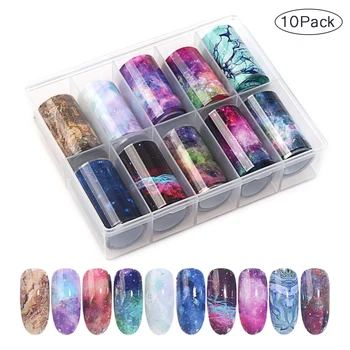 

10Pack/set Japanese New Nail Art Flower Series Transfer Paper Net Red Nail Sticker Flower Laser Star Paper Decoration