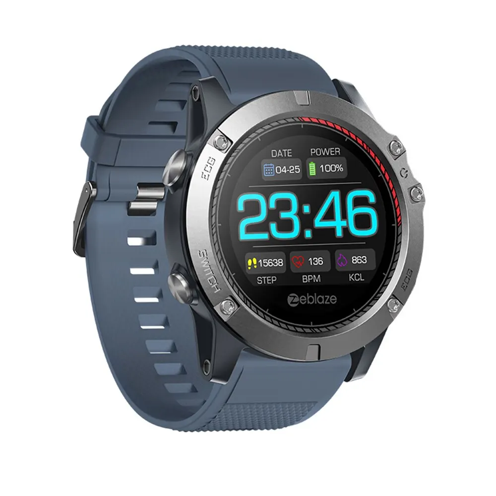 Zeblaze VIBE 3 ECG Smartwatch цветной сенсорный дисплей Смарт-часы пульсометр погода Удаленная Музыка для IOS и Android - Цвет: blue