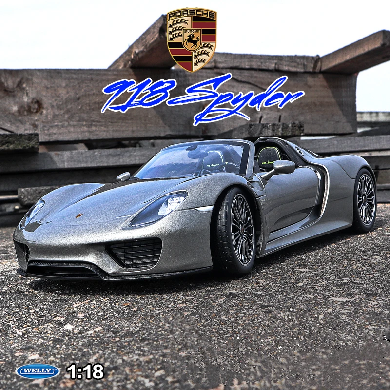 Модель автомобиля Welly 1: 18 Porsche 918 Spyder Roadster из сплава коллекционная Подарочная
