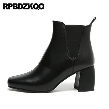 

designer shoes women luxury 2019 autumn fall suede chelsea vintage high heel booties ankle boots square toe chunky retro short