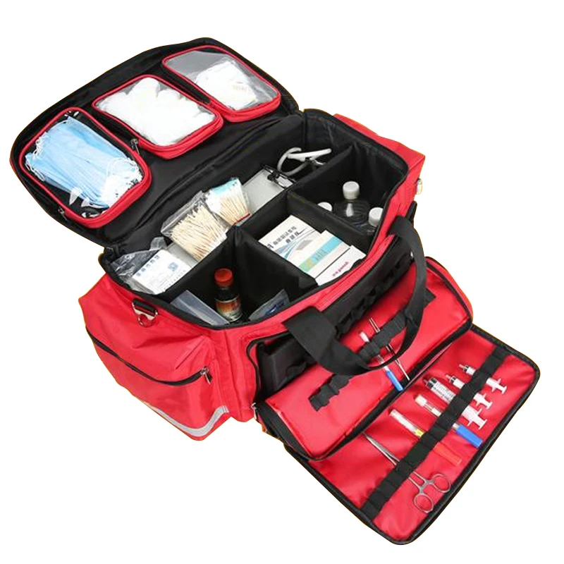 Outdoor Eerste Hulp Medische Zak Isolatie Multi-Pocket Grote Opslag Draagbare Cross Emergency Medische Zak Sport Reizen Nylon Tas