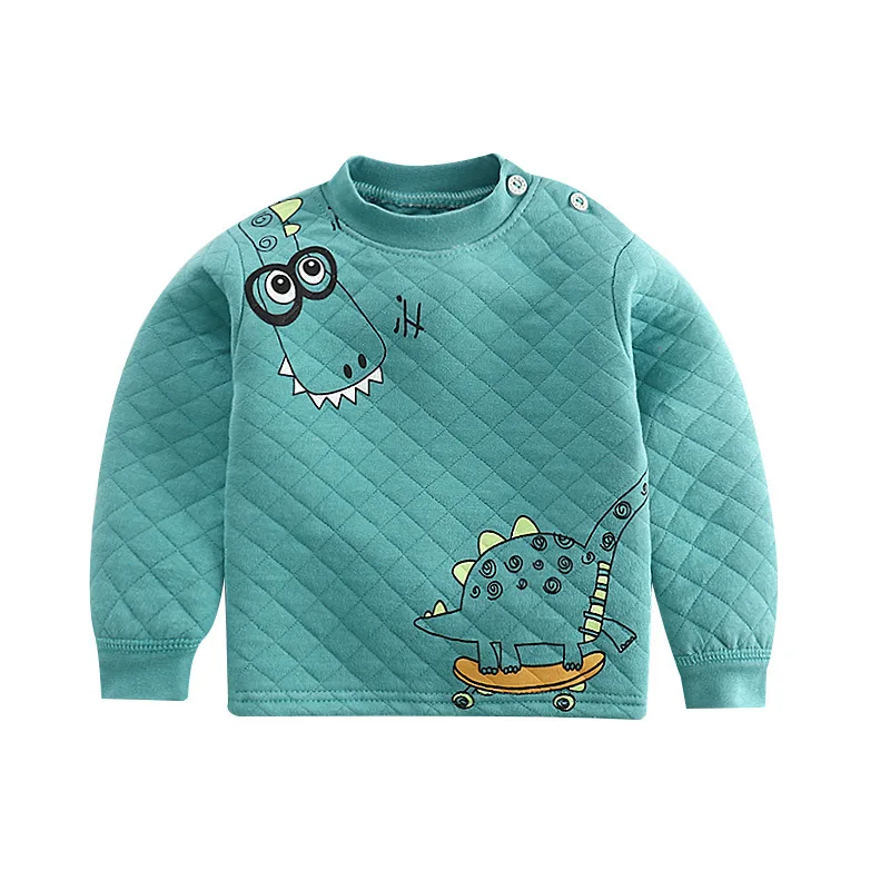 - Little Dinosaur Трехслойный хлопковый теплый свитер; осенняя одежда для малышей; утепленная одежда с длинными рукавами для маленьких мальчиков и девочек; От 0 до 6 лет; детские толстовки с капюшоном - Цвет: - Little Dinosaur
