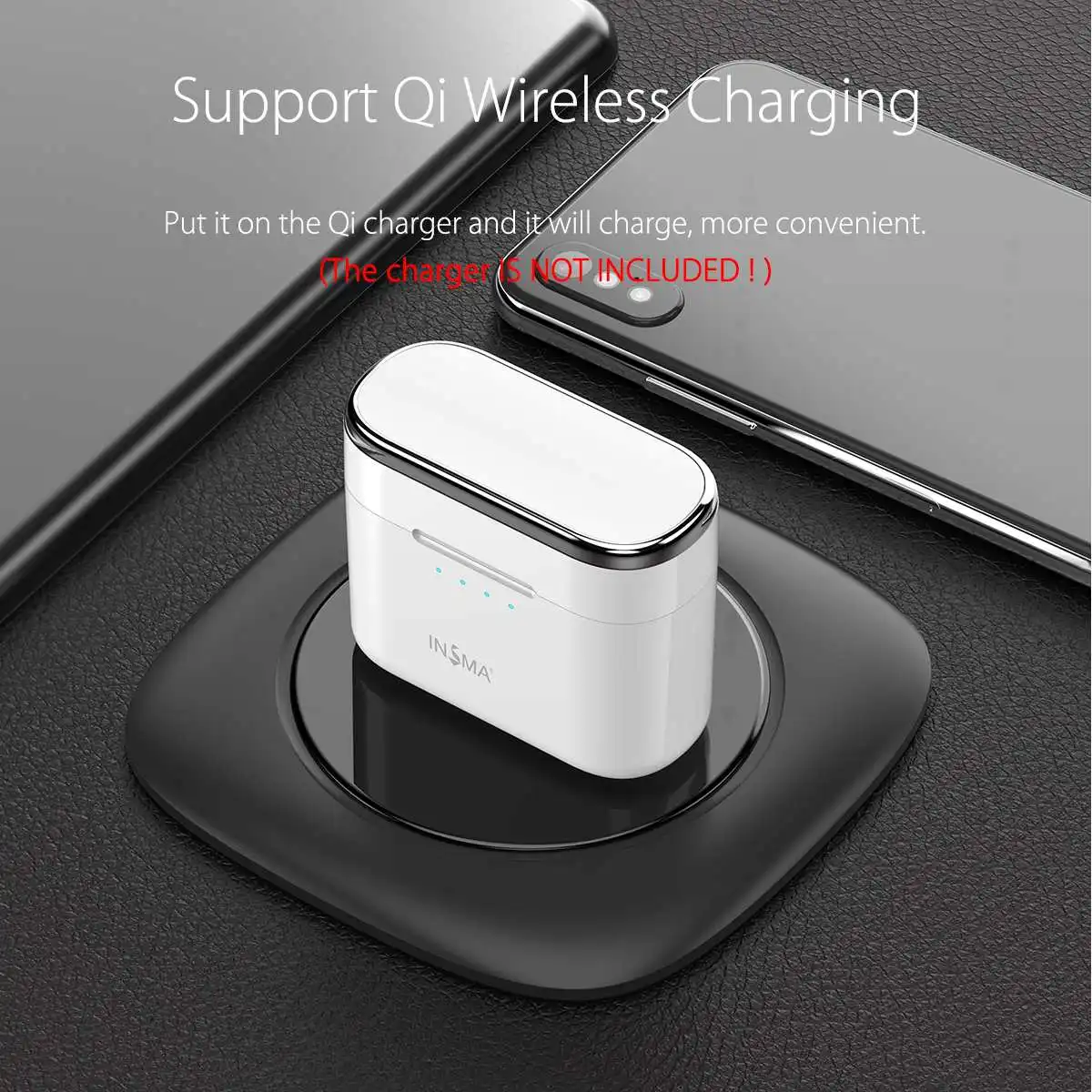 Tanie INSMA AirBuds Mini TWS słuchawki douszne bluetooth 5.0 słuchawki sportowe Stereo Hi Fi prawda bezprzewodowe obustronne wsparcie QI ładowania słuchawki douszne