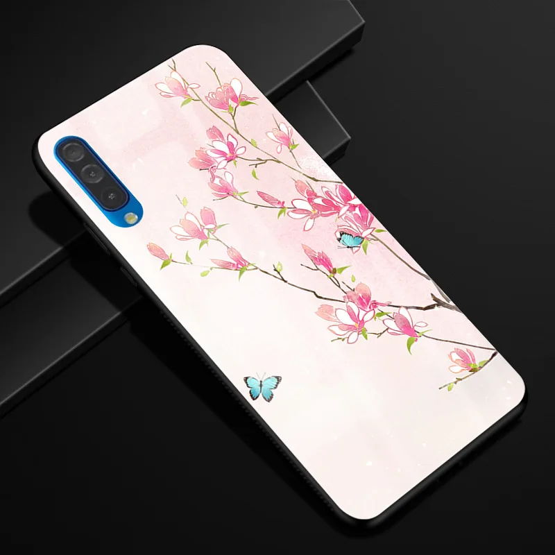 32 Для samsung Galaxy A50 чехол PC Пластиковый стеклянный чехол для телефона черный ТПУ бампер чехол для samsung Galaxy A50 A 50 A505F A505 чехол - Цвет: 32