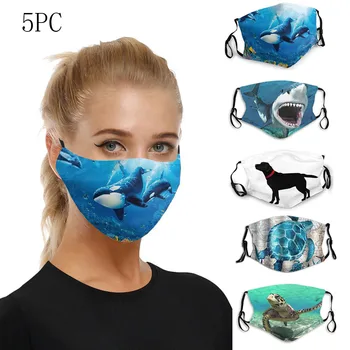 

5pc Mouth Masks for Protection Face Mask Washable Earloop Mask