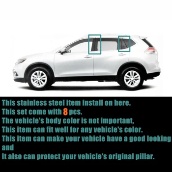 

8Pcs Chrome Car Door Window Pillar Posts Trims For 2014-2020 Nissan Rogue SUV High Quality Waterproof