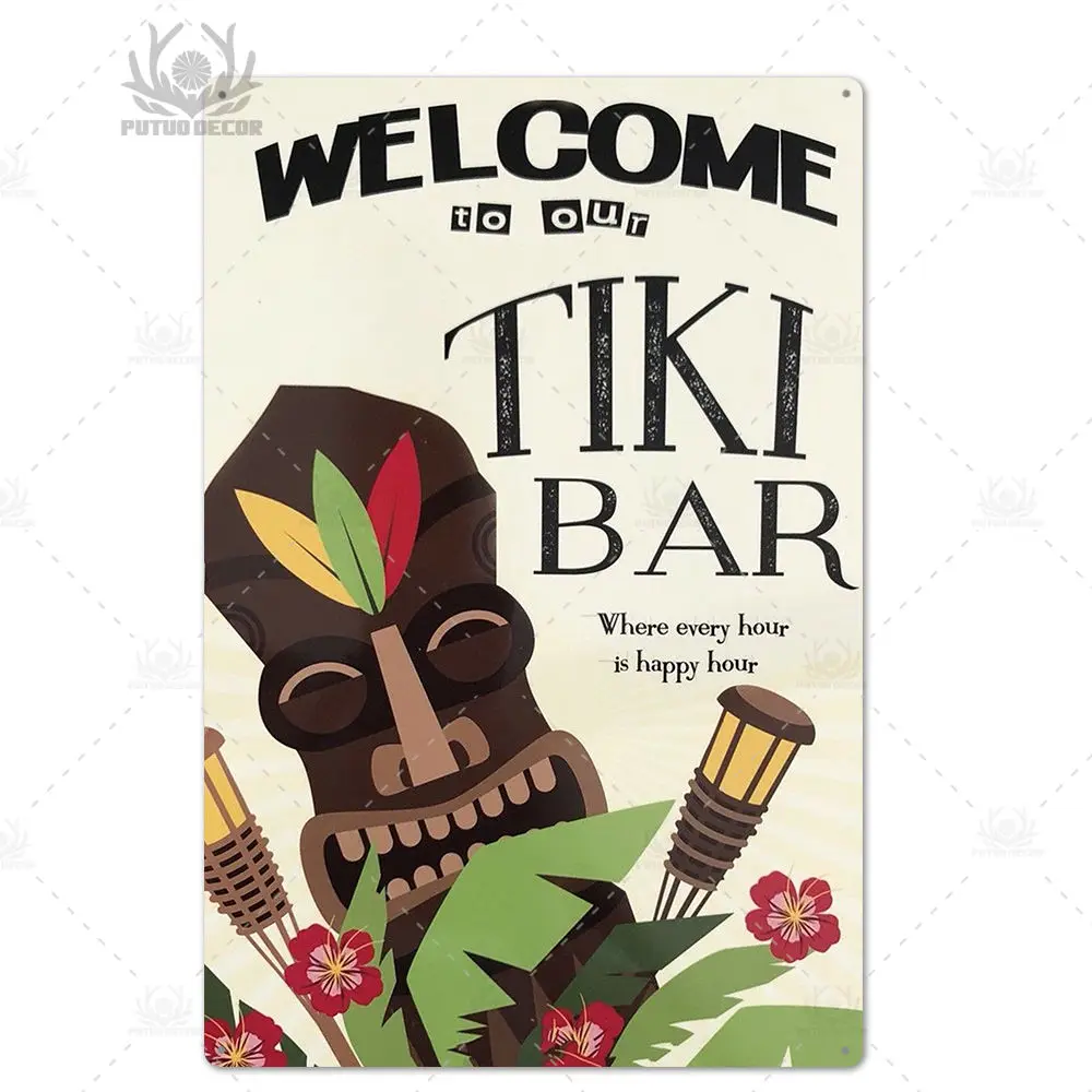 Tiki бар Настенный декор металлический знак табличка Металл Лето Tiki знак металлическая пластина для Tiki бар пляж Бар Декоративная железная живопись - Цвет: TH3860