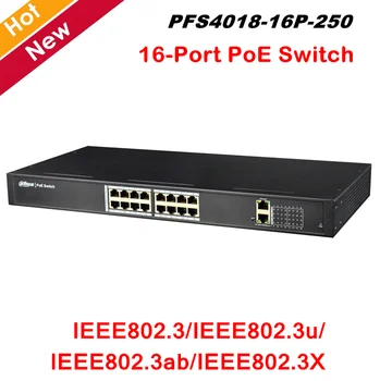 

Dahua 16-Port PoE Switch PFS4018-16P-250 PoE switch Support spanning tree protocol STP/RSTP One-key recovery of IP address