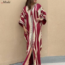 

Dubai Abaya Dress For Women 2022 Batwing Sleeve Ethnic Ribbon Tassel V Neck Robe Arab Middle East Kaftan Muslim Islamic Clothes