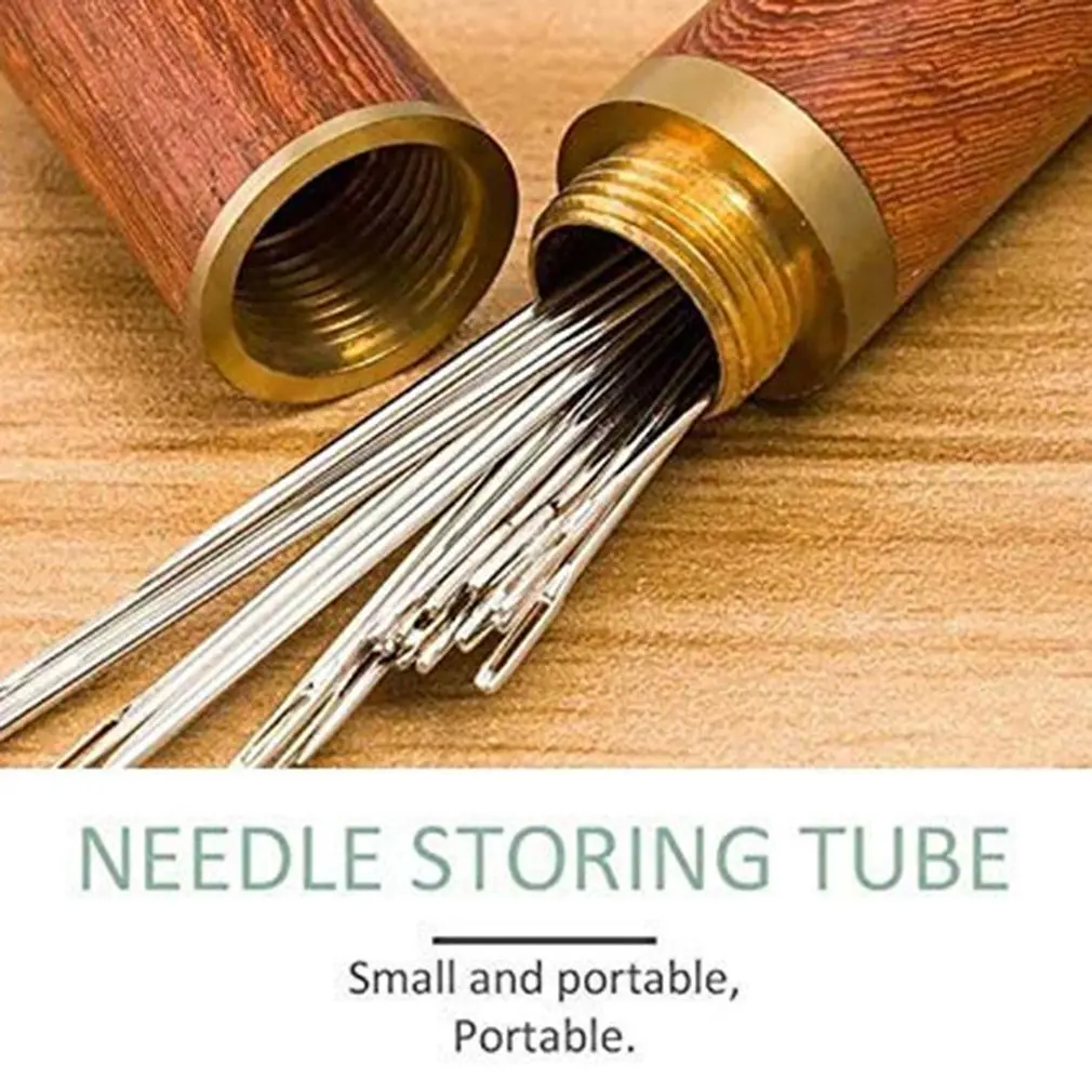 Hand Sewing Needles Wood Box Embroidery Mending Holder Bottle Container Needle Storage Box DIY Tools Organizer
