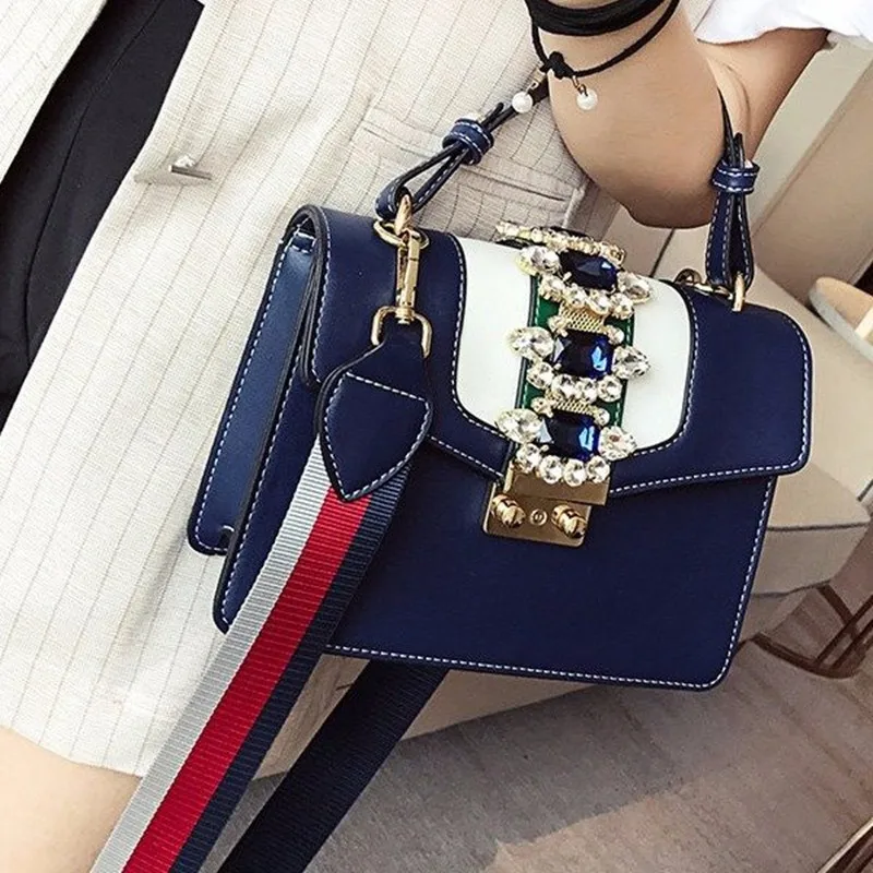 

Brand Luxury Handbags New Design Ladies Shoulder Bag Fashion Gem Inlaid Women Wild Messenger Bags Top leather Girl Mobile Wallet