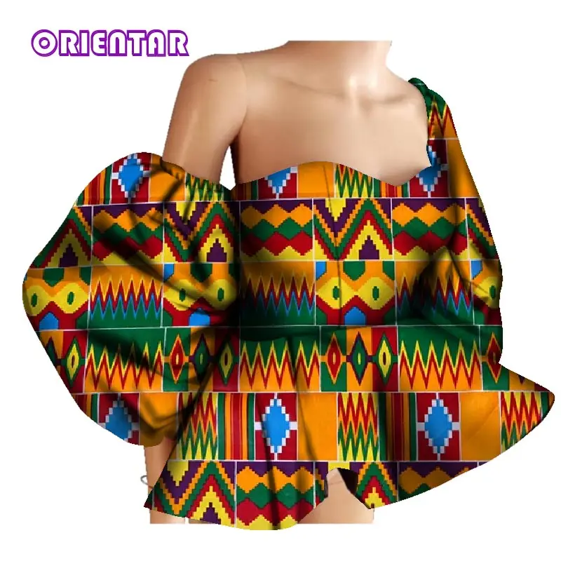 New Cotton Women Shirts African Wax Draped Print Shirts for Women Bazin Riche Patchwork African Style Clothing WY3397 - Цвет: 6