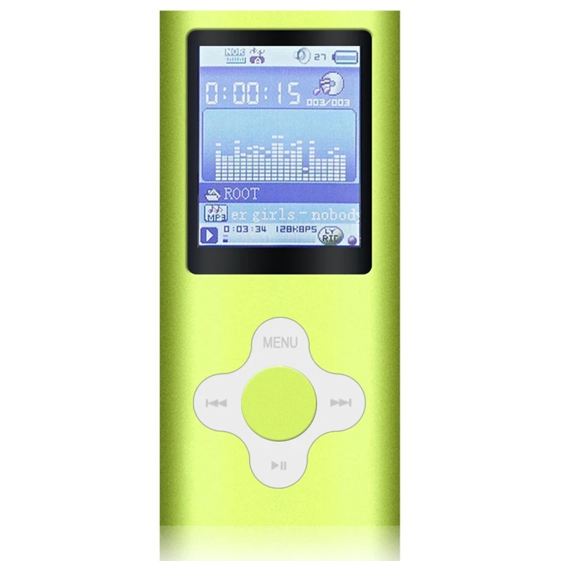 Stylish Mp3/Mp4 Player With A 16Gb Micro-Sd Card,Support Photo Viewer,Mini Usb Port 1.8 Lcd,Digital Music Player,Media Player,Mp - Цвет: Green
