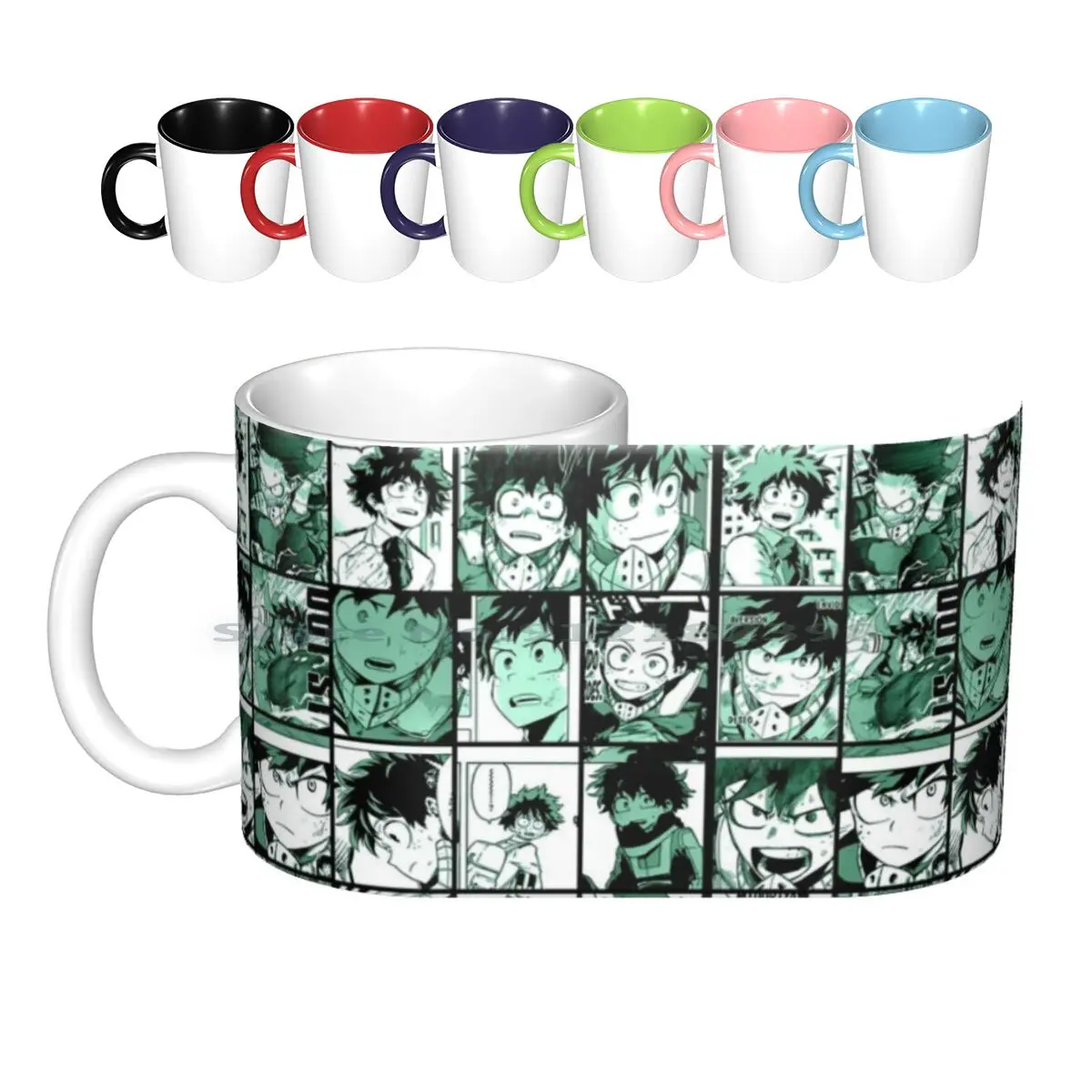 Midoriya Izuku Collage Color Version Ceramic Mugs Coffee Cups Milk Tea Mug Boku No Hero Academia Official Art Manga | Дом и сад