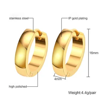 

FXM LB28 arrival fashion jewelry birthday gift gold color with stone big 12mm O shape titanium steel earring
