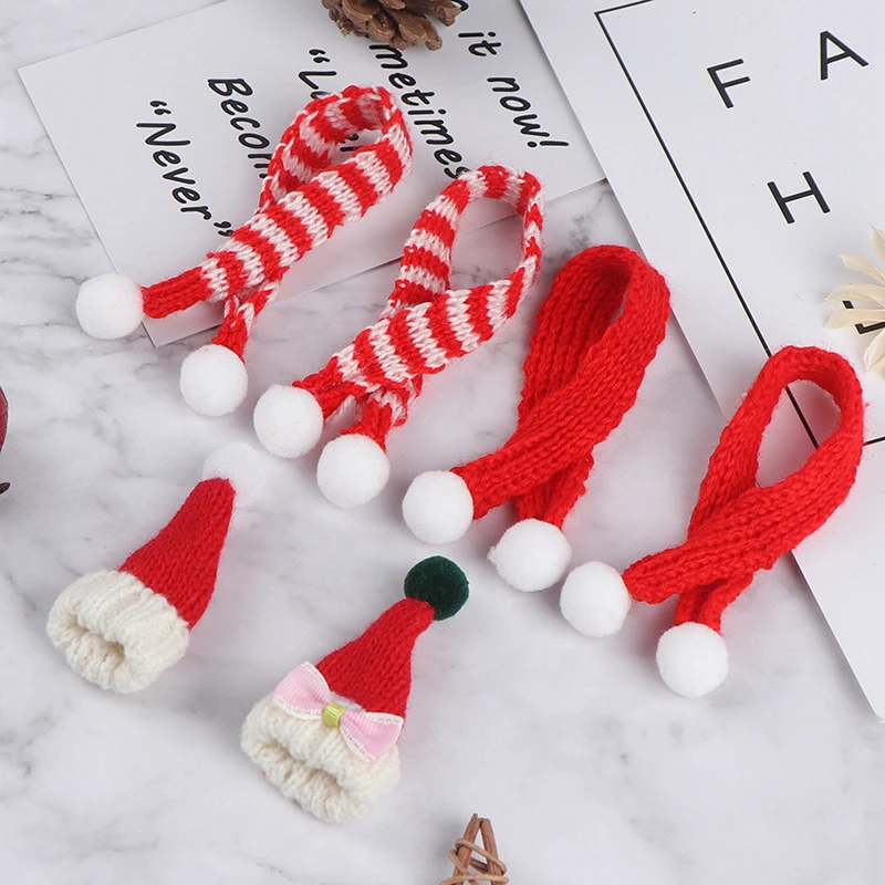 Милая Рождественская шапка ручной работы, шарф для куклы Барби, одежда 1:6 1:12, аксессуары для куклы, лучший рождественский подарок для маленьких девочек