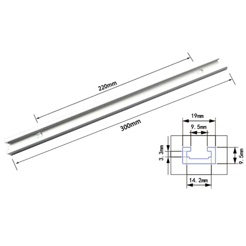 300-500 мм алюминиевый т-треков слот клещи бар слайдер деревообрабатывающий верстак пила калибровочный стержень поверхности анодированного - Цвет: 300mm