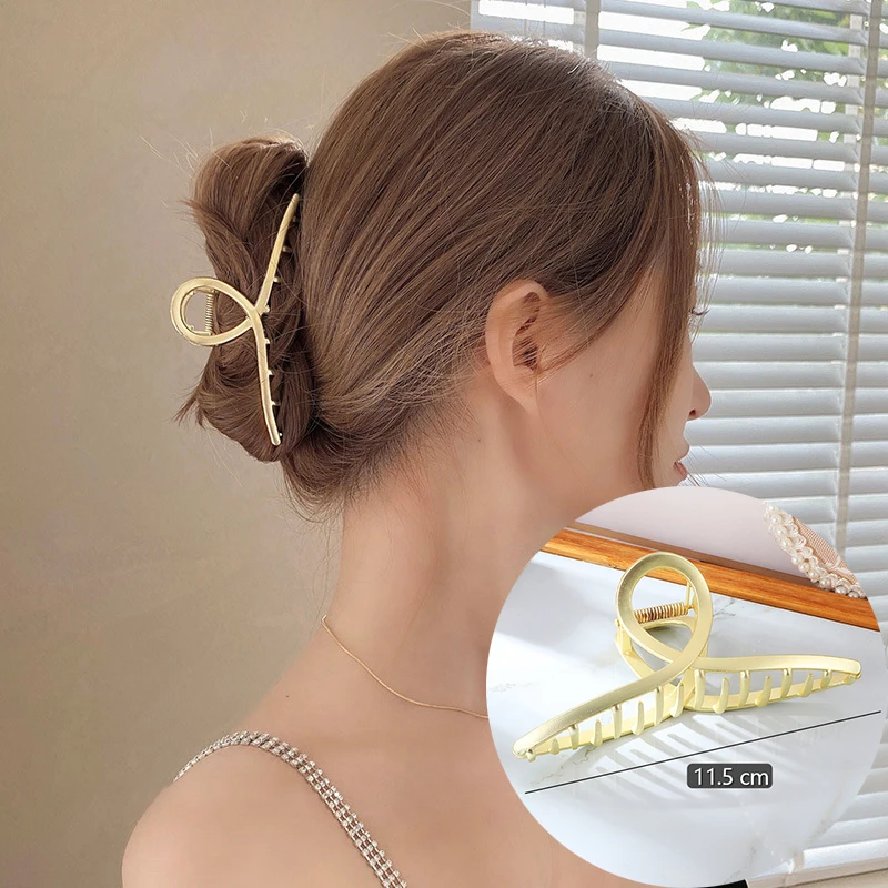 bow hair clip 2021 New Women Gold Metal Hair Claws Vintage Hair Clips Girl Ponytail Fixed Big Hair Bands Fashion Hairpins Hair Accessories designer head scarf