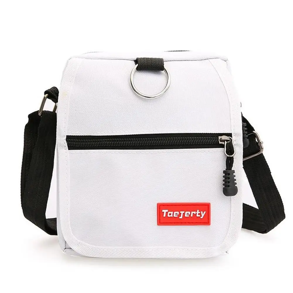 Women Canvas Bag Hong Kong Style Harajuku Style Contrast Color Small Bag Korean Style Fashionable Casual Messenger Shoulder Bags - Цвет: Белый