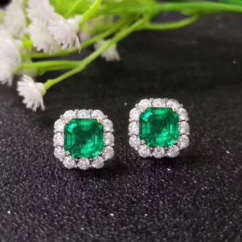 

Luxury Female Green Crystal Stone Earrings Fashion Silver Color Jewelry Noble AAAAA+ Zircon Stud Earrings For Women