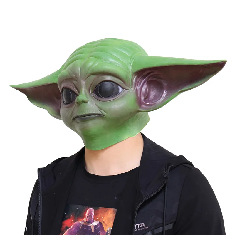 Mandalorian Bebe Yoda Casque Star Wars Cosplay Latex Masque Capuche Pour Hommes Femmes Carnaval Accessoire Fantaisie Hippy Kawaii Deguisement Couvre Chef Nouveau Film The Rise Of Skywalker Oreilles Figure Hip Hop Gear