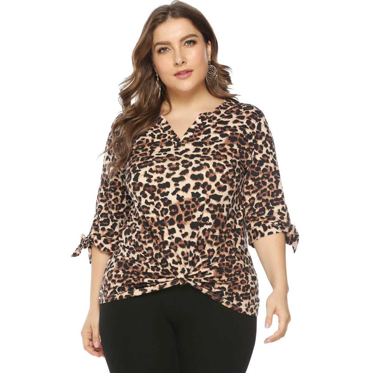 

2019 Women Blouse Tops Summer Top Sleeve Solid Chiffon Leopard Blouses Female Shirts Blusa Plus Size 4XL 3XL Tops YDFZ