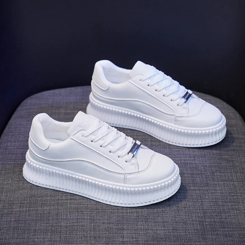 White Shoes Women 2022 Spring Running Shoes Woman Vulcanize Shoes Slip on Trainers Women Fashion Platform Sneakers Women Flats types of rubber shoes for ladies	 Vulcanized Sneakers