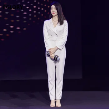 

High Quality Jumpsuit 2019 Autumn Casual Overalls Women Notched Collar Double Breasted Long Sleeve Jumpsuit Ladies Party Wear