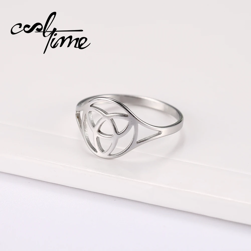 

Cooltime Trinity Knot Silver Rings Heart High Polish Tarnish Resistant Wedding Band Stackable Stainless Steel Ring