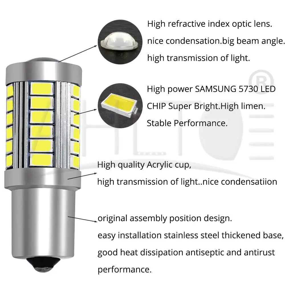 Белый красный желтый 1156 BA15S 1157 BAY15D 7443 3157 P21W 33SMD автомобильный тормозной светильник