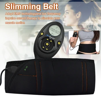 

EMS Slimming Belt Detachable 220W Electric Vibration Abdomen Massager Waist Wrap Black Ergonomic Adjustable Modes Loss Weight