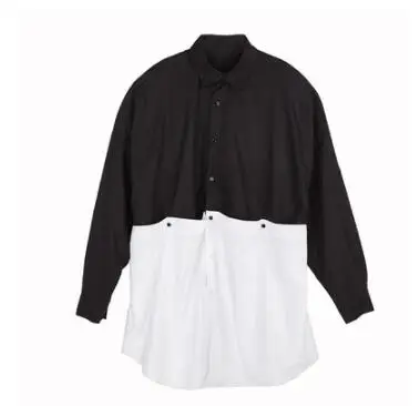 as picture 2 S~ 6XL! На заказ размер плюс Новая Мода стилист Мужская дикая оригинальная сплайсинга поддельные две части рубашки с длинными рукавами - Цвет: as picture 2