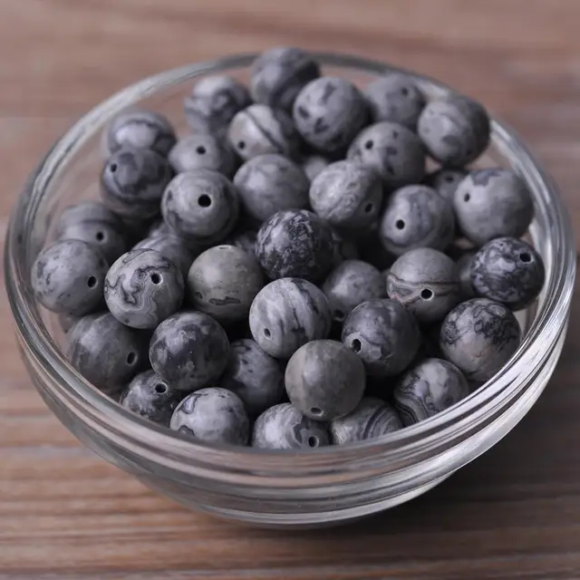 Round 4mm 6mm 8mm 10mm 12mm Natural Stone Rock Loose Spacer Beads lot for Bracelet Jewelry Making Findings DIY Crafts Map Stone