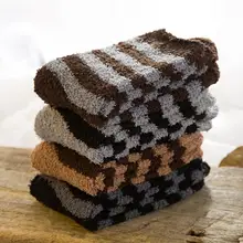 4 пар/уп. женские носки-тапочки осень-зима коралловые бархатные теплые носки для сна Женские полосатые толстые носки для сна рождественские носки подарки