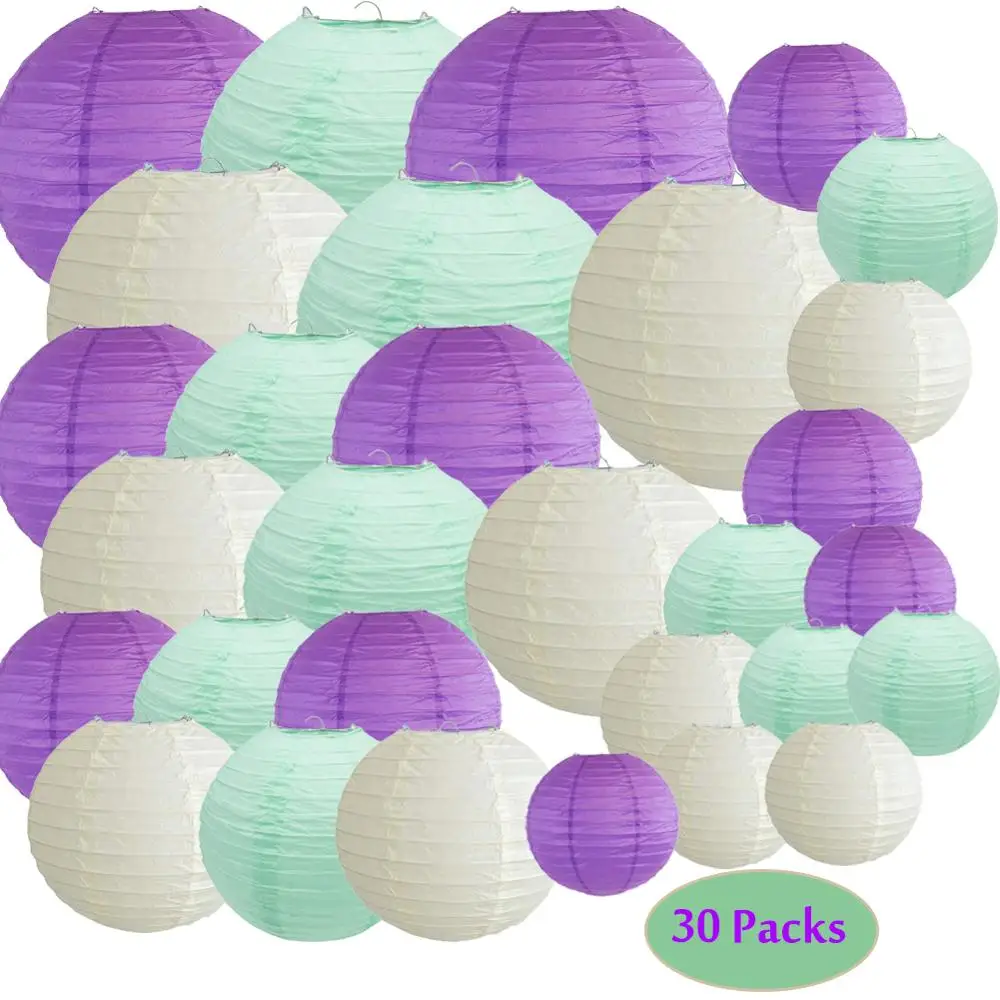 30 pcs 6"-14" Beige Mint Purple Chinese Paper Lantern lampion bolas chinas lanterne chinoise lantaarn for Paties Events Decor | Дом и