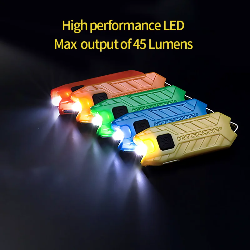 NITECORE портативный светильник Micro-USB Перезаряжаемый EDC Карманный флэш-светильник водонепроницаемый мини-светильник Размер Вес 10 красочная лампа для ключей