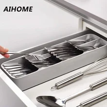 Экологичный лоток для кухонного ящика, ложка, нож, вилка, посуда, отделительная отделочная коробка для хранения, органайзер для столовых приборов