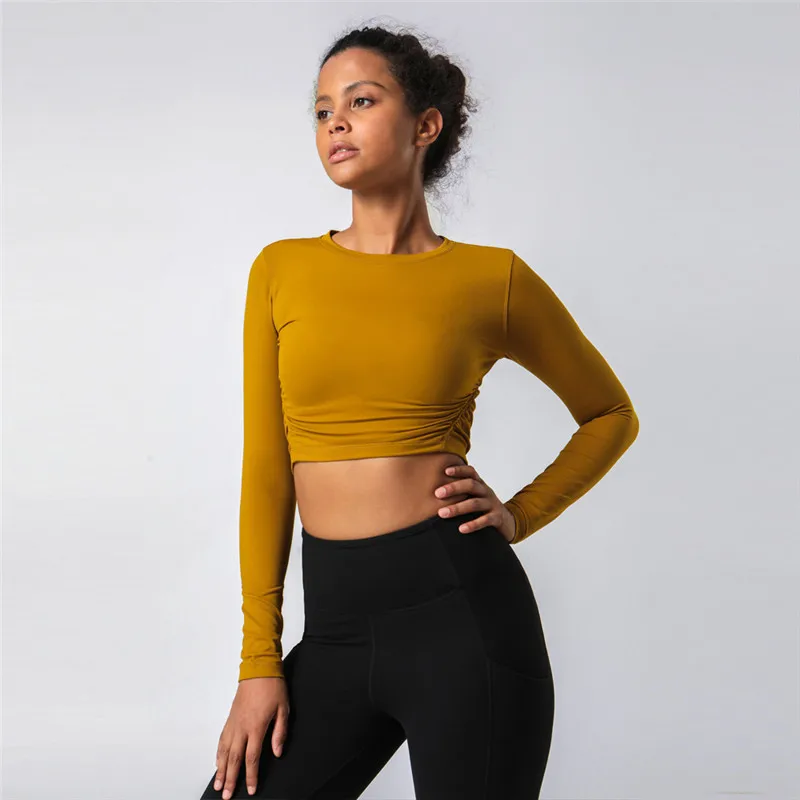 Solid Color Design Fitness Women Yoga Shirt Short Sport Top Soft