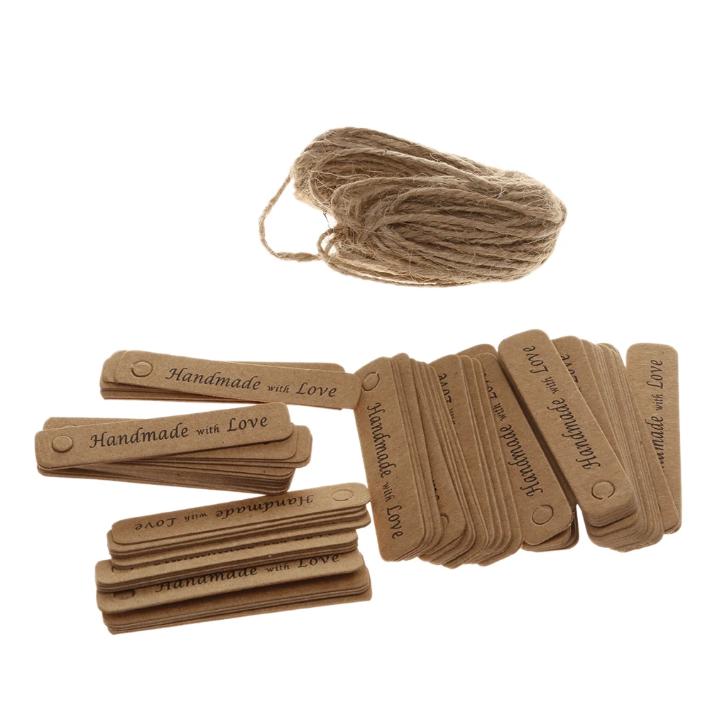 Pack of 100 Kraft Paper Hanging Tags Wedding Engagement Party Label Gift Cards