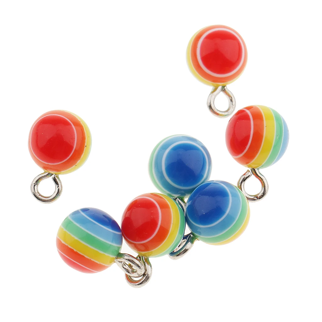 40 Pieces Round Striped Rainbow Resin Charms Pendants for necklaces bracelets earrings Jewelry Making Craft 7mm
