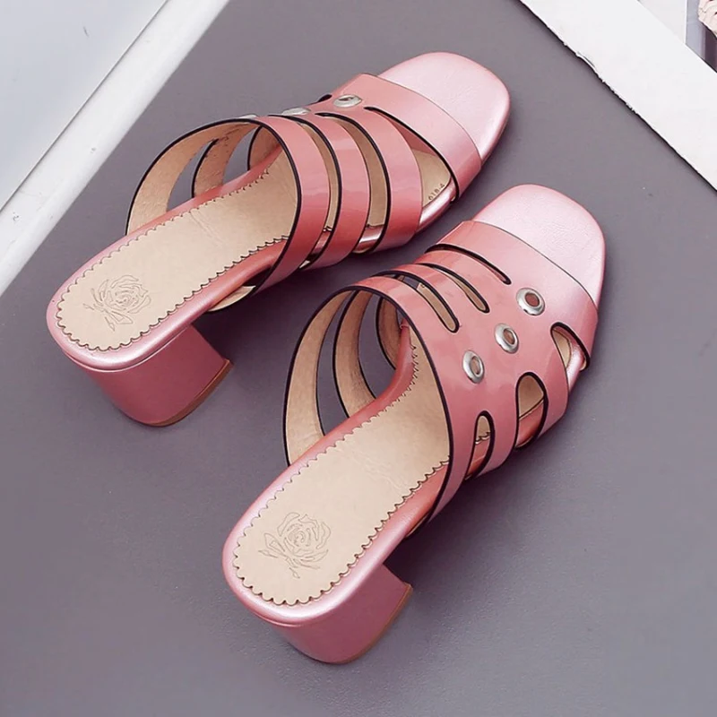 Женские пляжные шлепанцы сандалии на толстом высоком каблуке пляжная обувь мюли