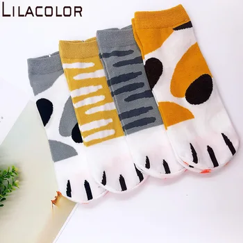 

Lilacolor Cartoon Cute Cat's paw Women Socks 2020 New Spring Summer Cotton Casual Ankle Short Sock Funny Fashion Girls Sock