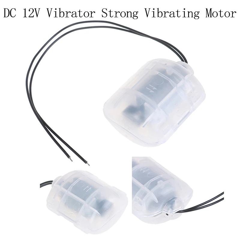 1PC 12V 4000-5000 Rpm Vibrator Strong Vibrating Motor With Translucent Shell For DIY Massager Frog Feeding 20cm Long Black Wire