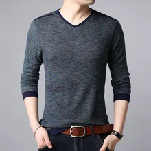 YUSHU мужской осенний хлопковый шерстяной вязаный свитер модный Повседневный пуловер с v-образным вырезом и длинными рукавами тонкий мужской свитер XXXL