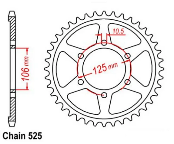 525-47T Задняя звездочка мотоцикла для Triumph 675 Daytona 2006- 675 Street Triple 2008- 800 Tiger XC XCA XCX XR XRT